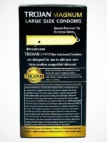 Trojan Magnum Large Size Condoms - 12 Premium Latex Lubricated Condoms