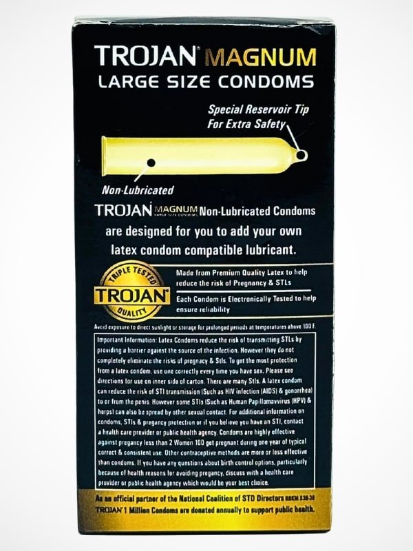 Trojan Magnum Large Size Condoms - 12 Premium Latex Lubricated Condoms